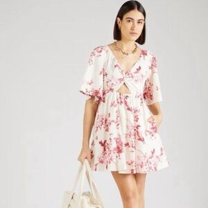 Abercrombie & Fitch White Mini Dress with Pink Floral Print